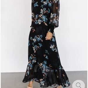 Baltic Born Black and Blue Floral Long Sleeve Dress